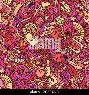 Dessins animés dessinés à la main sur le thème du style casino Illustration de Vecteur