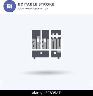 Vecteur d'icône de placard, affiche plate remplie, pictogramme solide isolé sur blanc, illustration du logo. Icône de l'armoire pour la présentation. Illustration de Vecteur