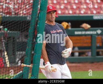 St. Louis, États-Unis. 20 juillet 2020. St. Louis Cardinals Paul Goldschmidt quitte la cage pendant la pratique de la batte au stade Busch à St. Louis le lundi 20 juillet 2020. Photo de Bill Greenblatt/UPI crédit: UPI/Alay Live News Banque D'Images