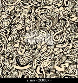Dessins animés dessinés à la main sur le sujet de l'Amérique latine Illustration de Vecteur