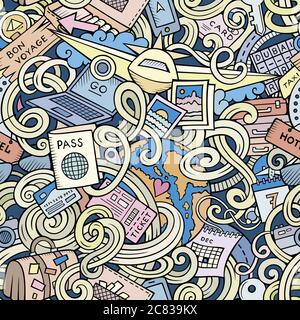 Dessin animé pour les griffés de voyage, plan sans couture Illustration de Vecteur