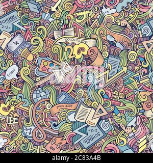 Dessin animé vectoriel griffée école sans couture Illustration de Vecteur