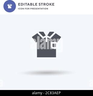 Polo shirt icône vecteur, affiche plate remplie, pictogramme solide isolé sur blanc, illustration du logo. Polo emblématique pour la présentation. Illustration de Vecteur