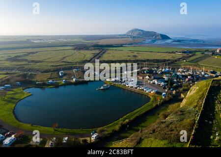 Vue aérienne de la colline et du chantier naval près de Weston Super Mare, Royaume-Uni Banque D'Images