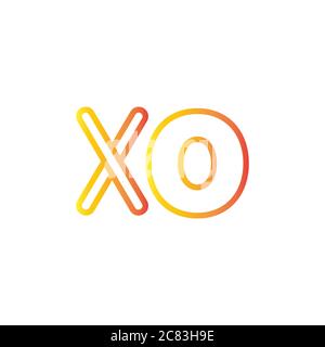 Logo initial 2 lettres rouge vecteur XO. Icône TIC tac TOE. Illustration vectorielle de stock isolée sur fond blanc. Illustration de Vecteur