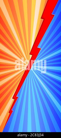 Contexte dans le style versus pour le combat ou la compétition avec les rayons et l'effet demi-ton. Modèle vectoriel de style livre BD pour smartphones. Interface utilisateur du téléphone Illustration de Vecteur