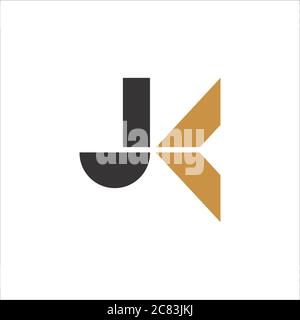 Modèle de dessin vectoriel de la lettre initiale du logo jk ou du logo kj Illustration de Vecteur