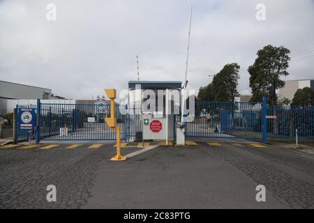 Colac, Victoria, Australie. 21 juillet 2020. COVID-19 UNE vue générale de la ferme Australian Lamb Company à Colac le 21 2020 juillet.comme Victoria a enregistré 374 nouveaux cas au cours de la nuit avec 3 décès supplémentaires, les travaux de viande de l'Australian Lamb Company ont enregistré 12 cas positifs et ont été forcés de fermer ses portes.image Credit: brett keating/Alay Live News Banque D'Images