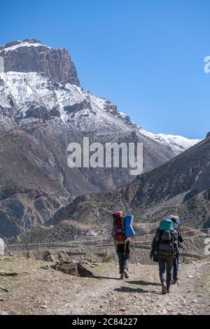 Randonnées sur le circuit Annapurna à proximité de Multinath, Lower Mustang, Népal Banque D'Images