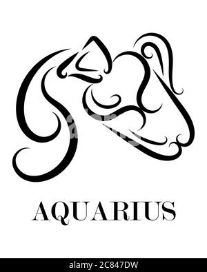 Logo vectoriel de ligne de l'athlète. C'est le signe du zodiaque d'Aquarius. Illustration de Vecteur