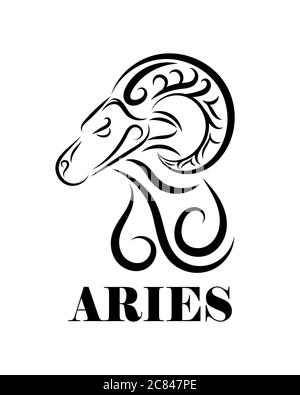 Logo vectoriel de la tête de mouton. Il est signe de Bélier zodiaque. Illustration de Vecteur