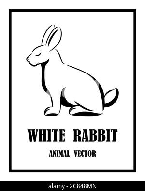 Illustration vectorielle d'un lapin. Il est assis. Il est noir et blanc. Illustration de Vecteur