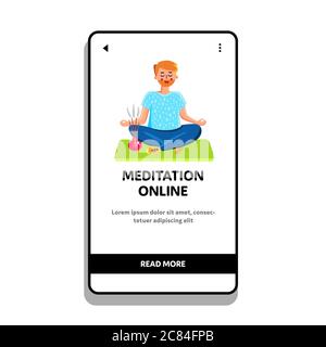 Formation en ligne à la méditation avec Trainer Vector Illustration de Vecteur