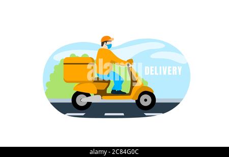 Livraison à domicile, réception rapide de votre commande, transport de marchandises. Illustration vectorielle Illustration de Vecteur