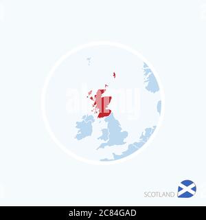 Carte icône de l'Ecosse. Carte bleue de l'Europe avec l'Ecosse en surbrillance en rouge. Illustration vectorielle. Illustration de Vecteur