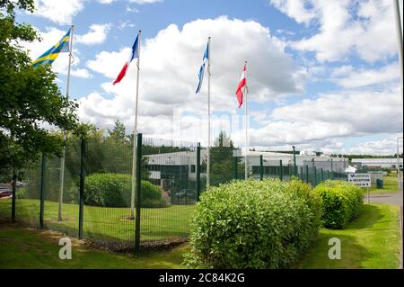 Livingston, Écosse, Royaume-Uni. 21 juillet 2020. Photo : l'usine de la société pharmaceutique Valneva, située à Livingston, en Écosse, développe un vaccin inactivé contre le virus et le gouvernement devrait contribuer au coût des essais cliniques. Des financements sont également en cours de négociation pour étendre le site écossais afin de permettre la production de jusqu'à 100 millions de doses pour le Royaume-Uni et le monde entier. Crédit : Colin Fisher/Alay Live News Banque D'Images