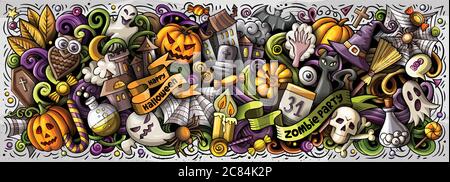 Bonne illustration Halloween dessin main dessin dessin animé dessin dessin dessin dessin. Illustration de Vecteur