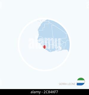 Carte de la Sierra Leone. Carte bleue de l'Afrique avec la Sierra Leone en surbrillance en rouge. Illustration vectorielle. Illustration de Vecteur