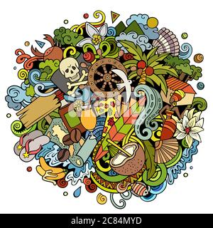 Illustration de dessins animés à la main d'Haïti. Design amusant. Illustration de Vecteur