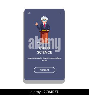 Professeur d'enseignement des sciences de l'enfant sur Tribune Vector Illustration de Vecteur