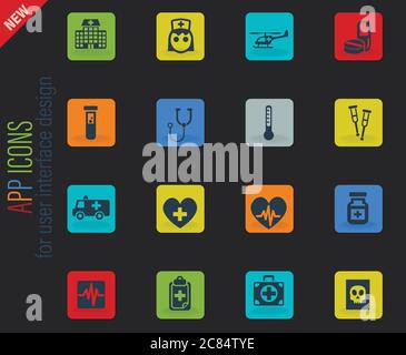 Médicament icon set Illustration de Vecteur