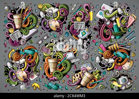 Ensemble vectoriel de combinaisons de conception d'objets et d'éléments Illustration de Vecteur