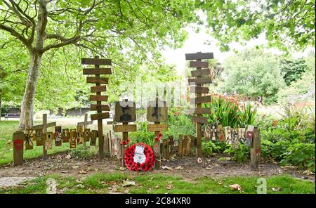 Mémorial de guerre de la bataille de Boar's Head à Beach House Park Gardens Worthing UK dédié à ceux qui ont perdu la vie en 1916 Banque D'Images