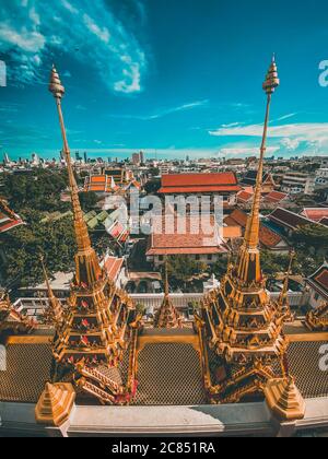 Loha Prasat temple dans la vieille ville de Bangkok en Thaïlande Banque D'Images