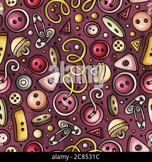 Dessin animé mignon main dessiné sans couture motif Illustration de Vecteur