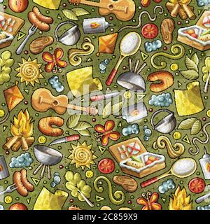 Joli motif de pique-nique dessiné à la main sans couture Illustration de Vecteur