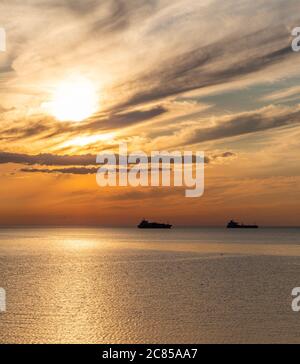 Coucher de soleil sur la mer Baltique Banque D'Images