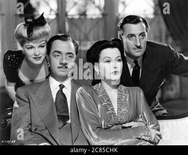 CLAIRE TREVOR WILLIAM POWELL HEDY LAMARR et BASIL RATHBONE Publicité Portrait pour CROSSROADS réalisateur 1942 JACK CONWAY Metro Goldwyn Mayer Banque D'Images