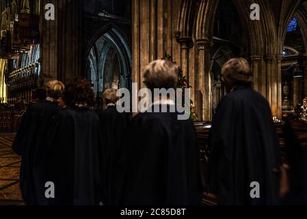 Dublin, Irlande - 31 décembre 2019 : choeur qui se répète à l'intérieur de la cathédrale Saint-Patrick de Dublin, Irlande Banque D'Images