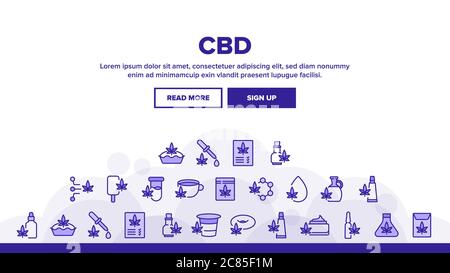 Vecteur d'affiche supérieure de l'Landing du produit CBD Cannabis Illustration de Vecteur