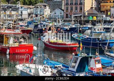 Port de pêche coloré. Luarca. Asturies. Luarca est bien connu pour sa belle architecture, ses paysages, sa gastronomie et ses attractions touristiques. Banque D'Images