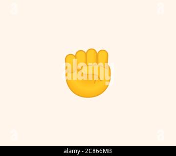 Illustration isolée du vecteur émoji levant Fist. Émoticône de poing de levée. Vecteur levant le mouvement de poing Illustration de Vecteur