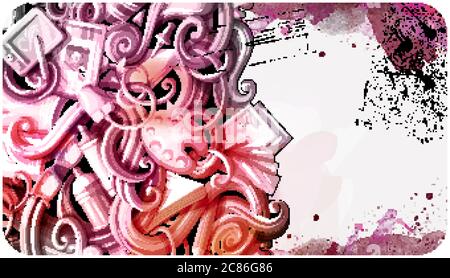 Bannière de dessin de créateur pour les caniche. Prospectus détaillé de dessin animé. Illustration de Vecteur