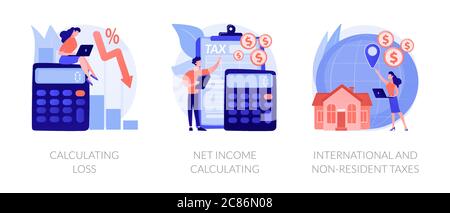 Métaphores de concept de perte financière et de vecteur de revenu Illustration de Vecteur
