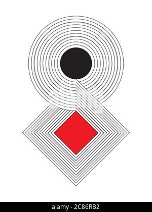 Combinaison de style vectoriel, carré et cercle isolée sur fond blanc. Illustration de Vecteur