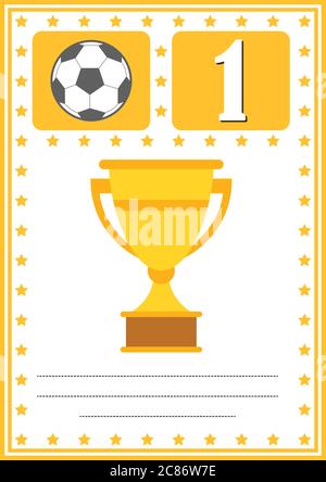 Certificat moderne de foot avec place pour votre contenu, pour les enfants première place . Illustration de Vecteur