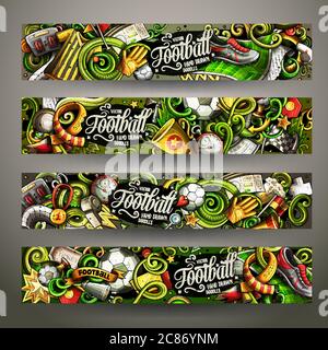 Bandes dessinées vectorielles pour les dessins bannières horizontales de football Illustration de Vecteur