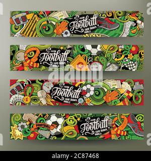 Bandes dessinées vectorielles pour les dessins bannières horizontales de football Illustration de Vecteur