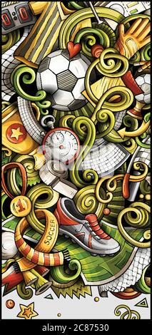 Bannière de football à dessin à la main. Illustrations détaillées de dessins animés. Illustration de Vecteur