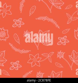 Motif sans couture dessiné à la main avec bleuet, baie, baie de cowberry et crowberry. Illustration vectorielle pour cartes postales, textile et design. Illustration de Vecteur