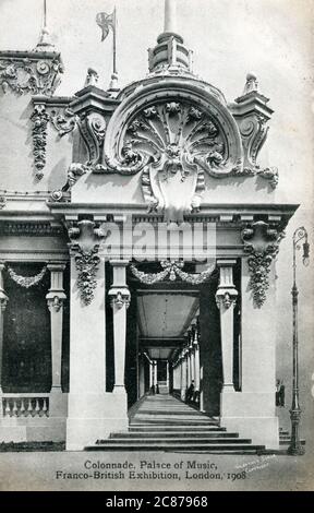 Palais de la musique - exposition franco-britannique, Londres - la Colonnade. Banque D'Images