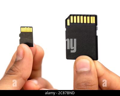 Carte SD avec carte micro SD ou adaptateur, mise au point sélective Banque D'Images