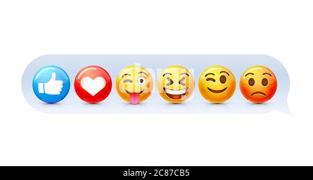 Emoji Set Icon, collection comic Emotion, Sign chat. Illustration vectorielle Illustration de Vecteur