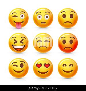 Emoji Set Icon, collection comic Emotion, Sign chat. Illustration vectorielle Illustration de Vecteur