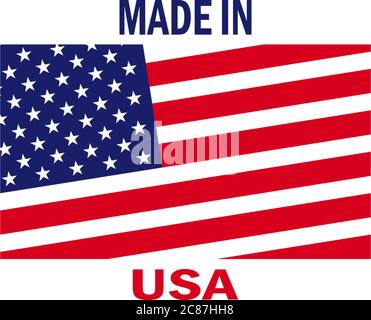 Fabriqué aux Etats-Unis, modèle vectoriel de logo d'icône de drapeau américain Illustration de Vecteur