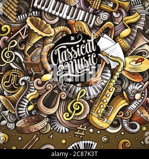 Dessin animé vectoriel griffeaux cadre musical classique Illustration de Vecteur